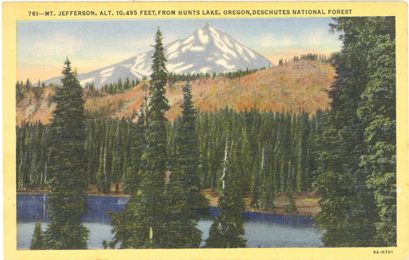 Mt. Jefferson, Alt. 10,495 feet, from Hunts Lake, Oregon, Deschutes National Forest, OR - Carey's Emporium