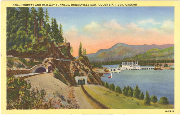 Highway and Railway Tunnels, Bonneville Dam, Columbia River, OR - Carey's Emporium