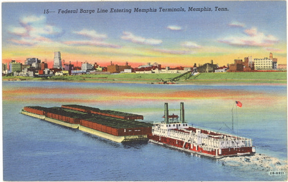 Federal Barge Line Entering Memphis Terminals, Memphis, TN - Carey's Emporium