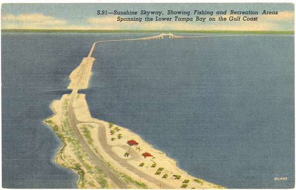 Sunshine Skyway, Showing Fishing and Recreation Areas Spanning the Lower Tampa Bay, FL - Carey's Emporium