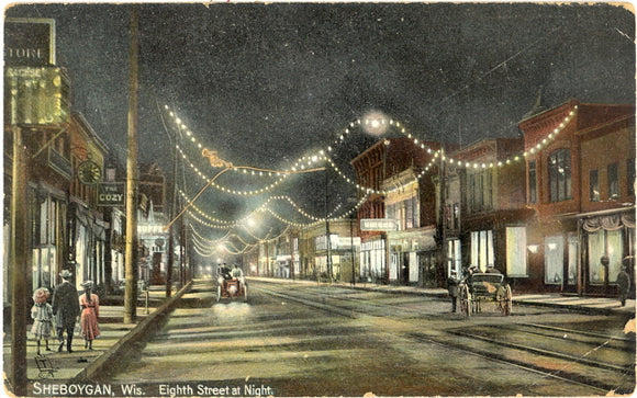 Eighth Street at Night, Sheboygan, WI - Carey's Emporium