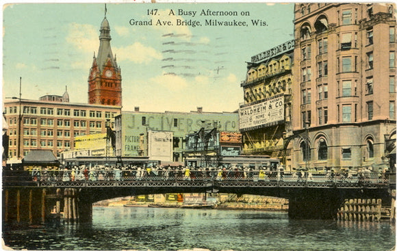 A Busy Afternoon on Grand Ave. Bridge, Milwaukee, WI - Carey's Emporium