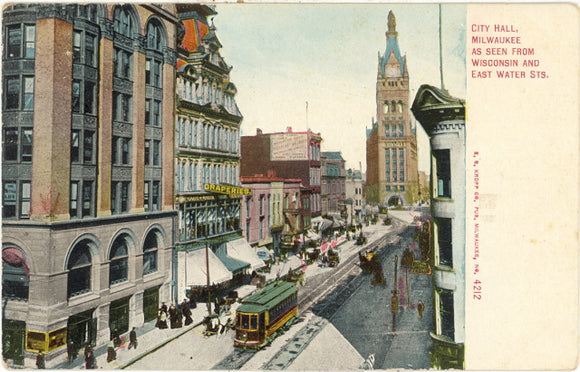 City Hall, as seen from Wisconsin and East Water Sts., Milwaukee, WI - Carey's Emporium