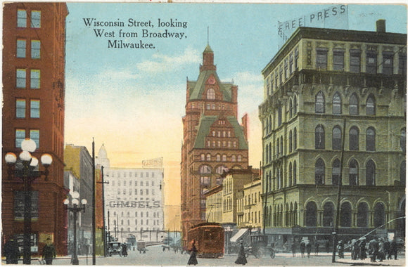 Wisconsin St., Looking West from Broadway, Milwaukee, WI - Carey's Emporium