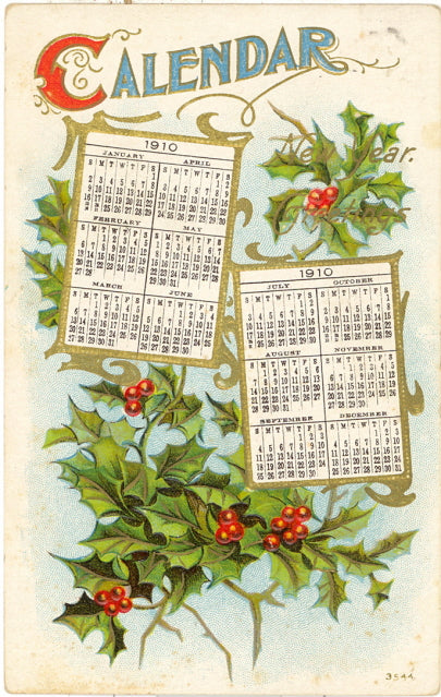 1910 Calendar, New Year