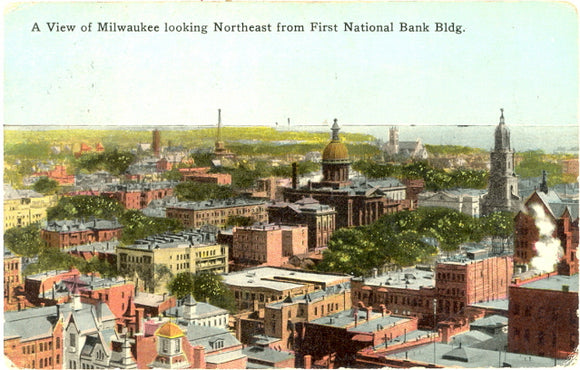 A View of Milwaukee Looking Northeast from First National Bank Bldg., Milwaukee, WI - Carey's Emporium