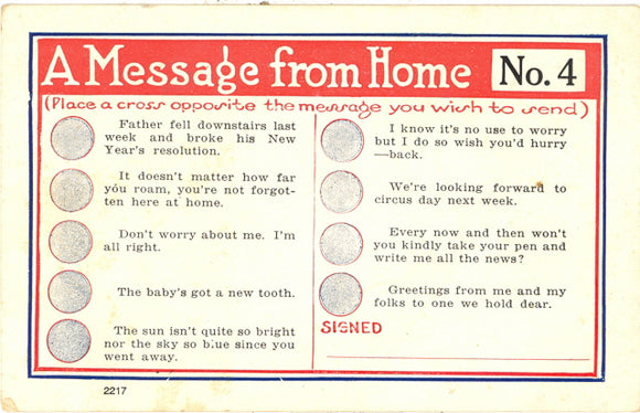 Message from Home--Pick a Message - Carey's Emporium