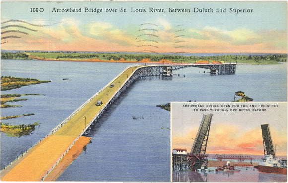 Arrowhead Bridge over St. Louis River, between Duluth and Superior - Carey's Emporium