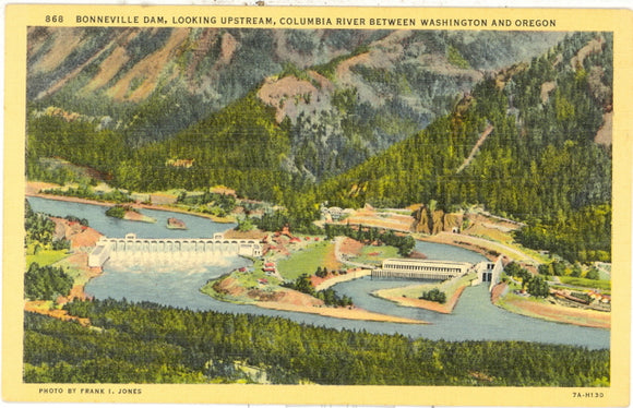 Bonneville Dam, Looking Upstream, Columbia River Between Washington and Oregon - Carey's Emporium