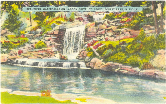 Beautiful Waterfalls on Lagoon Drive, Forest Park, St. Louis, MO - Carey's Emporium