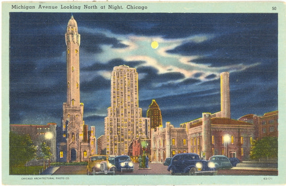 Michigan Avenue Looking North at Night, Chicago, IL - Carey's Emporium