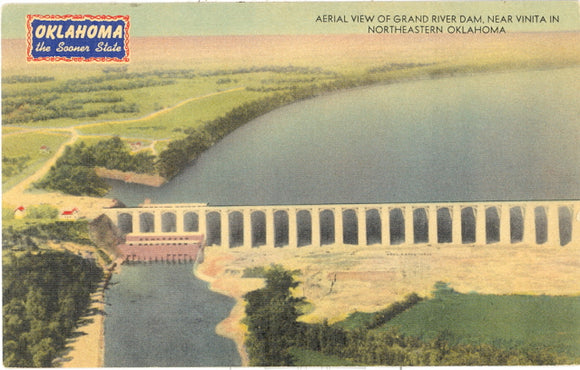 Aerial View of Grand River Dam, near Vinita in Northeastern Oklahoma - Carey's Emporium