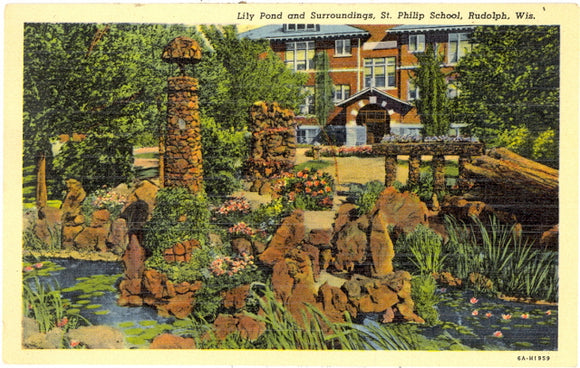 Lily Pond and Surroundings, St. Philip School, Rudolph, WI - Carey's Emporium