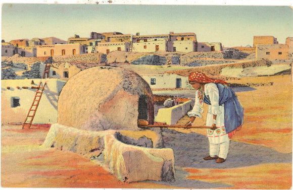 Pueblo Indian Woman Baking Bread - Carey's Emporium