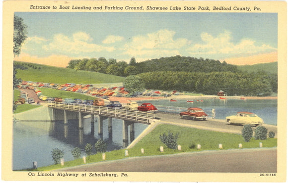Entrance to Boat Landing and Parking Ground, Shawnee Lake State Park, Bedford County, PA - Carey's Emporium