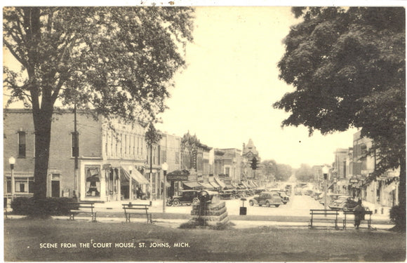 Scene from the Court House, St. Johns, MI - Carey's Emporium