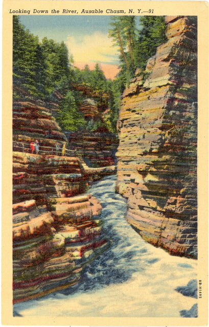 Looking Down the River, Ausable Chasm, NY - Carey's Emporium