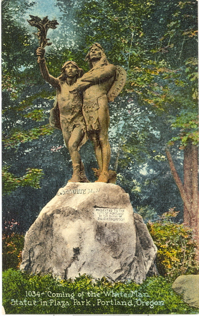 Coming of the White Man, Statue in Plaza Park, Portland, OR - Carey's Emporium