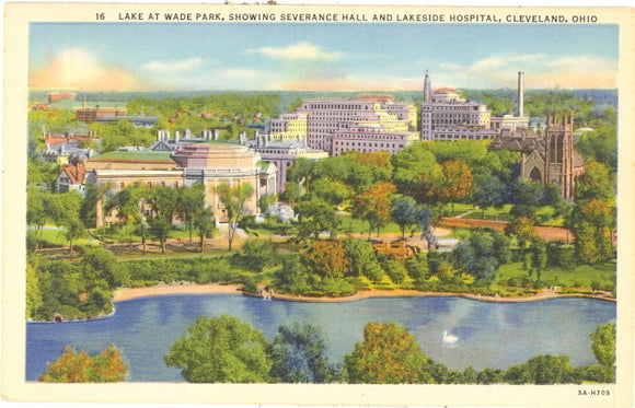 Lake at Wade Park, Showing Severance Hall and Lakeside Hospital, Cleveland, OH - Carey's Emporium