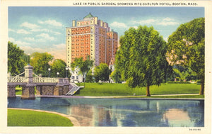 Lake In Public Garden, Showing Ritz-Carlton Hotel, Boston, MA - Carey's Emporium