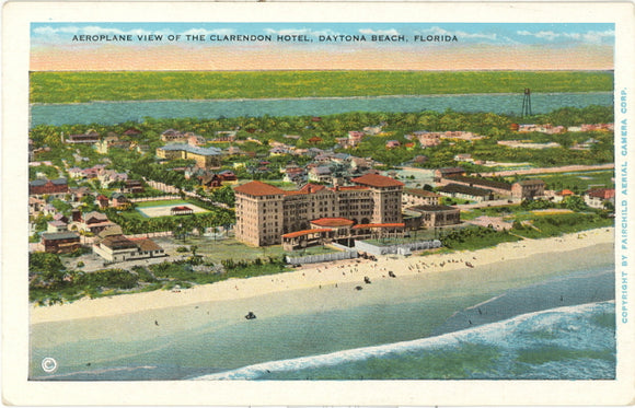 Aeroplane View of the Clarendon Hotel, Daytona Beach, FL - Carey's Emporium