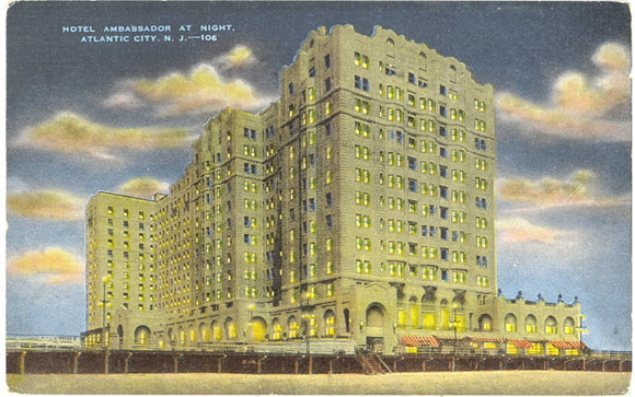 Hotel Ambassador at Night, Atlantic City, NJ - Carey's Emporium