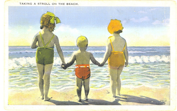 Children Taking a Stroll on the Beach - Carey's Emporium