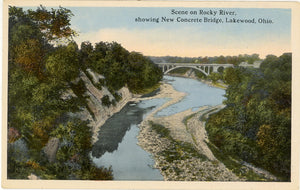 Scene on Rocky River, showing New Concrete Bridge, Lakewood, OH - Carey's Emporium