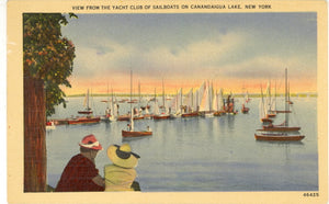 View from the Yacht Club of Sailboats on Canandaigua Lake, NY - Carey's Emporium