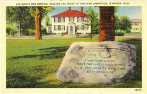 Minute Men Memorial Boulder and House of Jonathan Harrington, Lexington, MA - Carey's Emporium