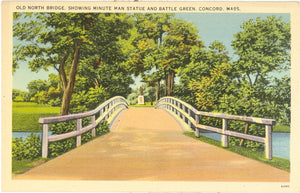 Old North Bridge, Showing Minute Man Statue and Battle Green, Concord, MA - Carey's Emporium