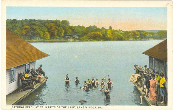 Bathing Beach at St. Marys of the Lake, Lake Winola, PA - Carey's Emporium