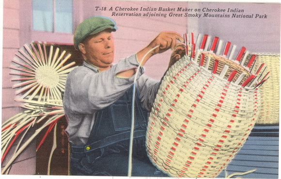 Cherokee Indian Basket Maker on Cherokee Indian Reservation adjoining Great Smoky Mountains National Park - Carey's Emporium