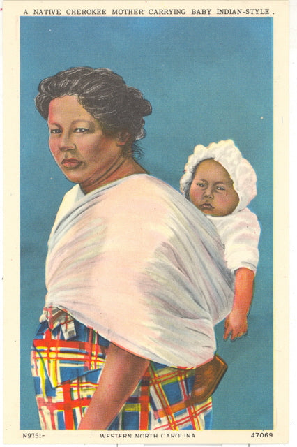 Native Cherokee Mother Carrying Baby Indian-Style - Carey's Emporium
