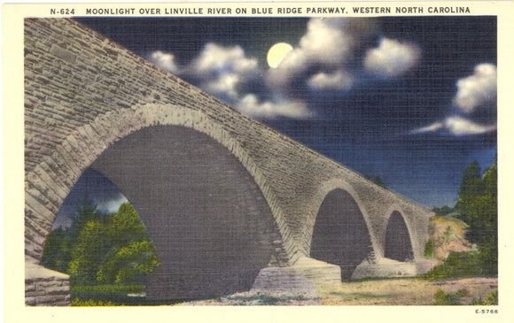 Moonlight over Linville River on Blue Ridge Parkway, NC - Carey's Emporium