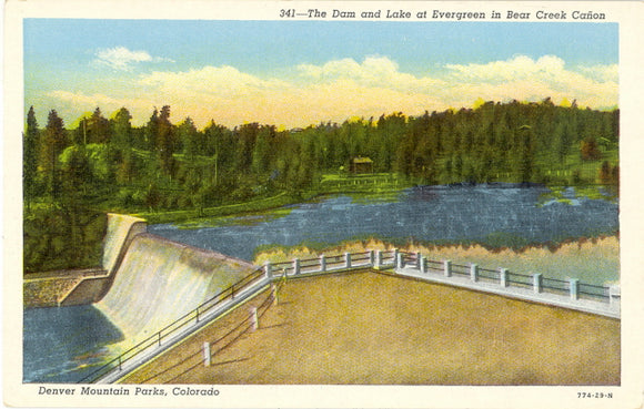 Dam and Lake at Evergreen in Bear Creek Canyon, Denver Mountain Parks, CO - Carey's Emporium