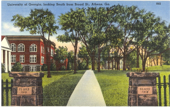 University of Georgia, looking South from Broad St., Athens, GA - Carey's Emporium