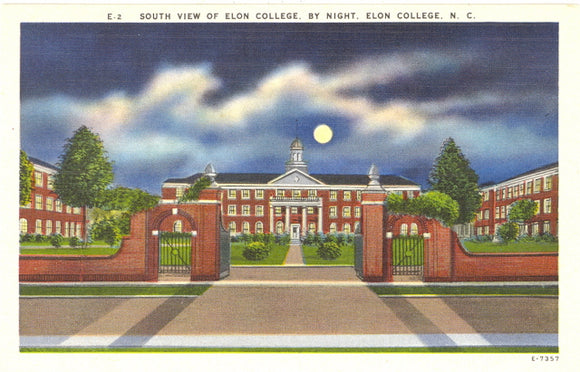 South View of Elon College, by Night, Elon College, NC - Carey's Emporium