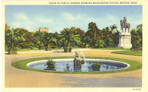 Scene in Public Garden Showing Washington Statue, Boston, MA - Carey's Emporium