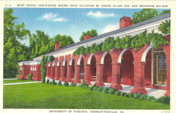 West Range Containing Rooms Once Occupied by Edgar Allan Poe and Woodrow Wilson, University of Virginia, Charlottesville, VA - Carey's Emporium