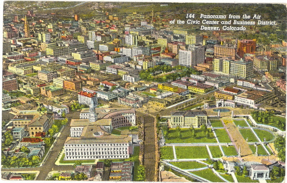 Panorama from the Air of the Civic Center and Business District, Denver, CO - Carey's Emporium