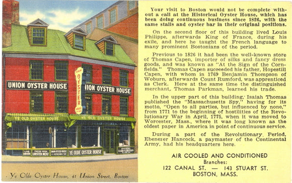 Ye Olde Oyster House, Boston, MA - Carey's Emporium