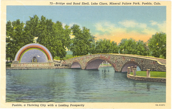 Bridge and Band Shell, Lake Clara, Pueblo, CO - Carey's Emporium