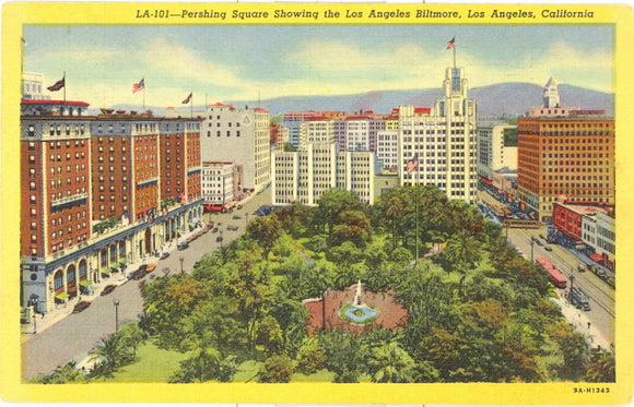 Pershing Square Showing the Los Angeles Biltmore, Los Angeles, CA - Carey's Emporium