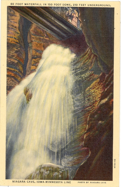 60 Foot Waterfall, Niagara Cave, Iowa-Minnesota Line, Harmony, MN - Carey's Emporium