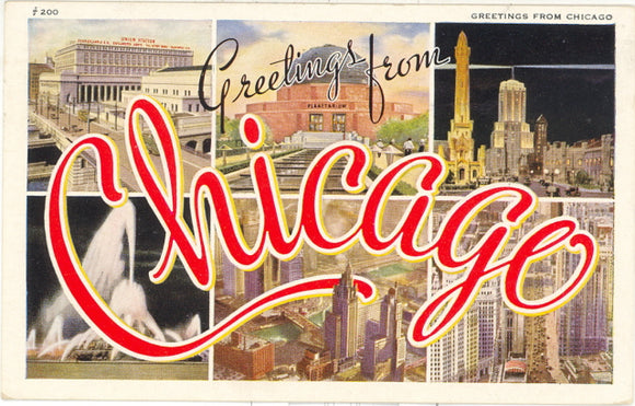 Greetings from Chicago, IL Large Letter - Carey's Emporium