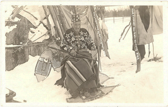 Indian with Pipe, Bow and Snow Shoes, Antigo, WI - Carey's Emporium