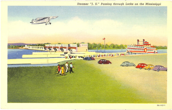 Steamer J. S. Passing through Locks on the Mississippi, La Crosse, WI - Carey's Emporium