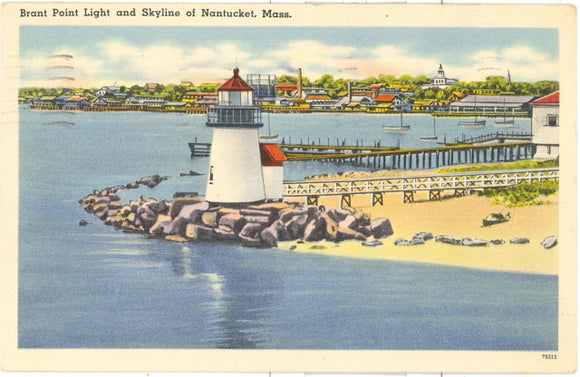 Brant Point Lighthouse and Skyline of Nantucket, MA - Carey's Emporium