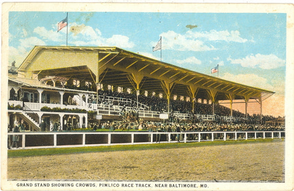 Grand Stand Showing Crowds, Pimlico Race Track, Baltimore, MD - Carey's Emporium